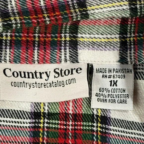 NWT COUNTRY STORE Night Shirt 1X Flannel Plaid Nightgown Pajama Top Cozy Cabin🪵 - Picture 5 of 13